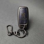 کاور ریموت پژو 405 و پارس کلید تاشو دو دکمه بدون بند دور فلزی وسط چرم - Image 11