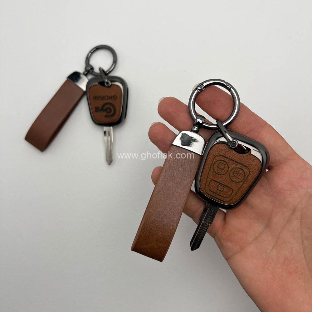 a11207 (3) کاور ریموت سایپا (پراید تیبا ساینا کوییک) دور فلزی وسط چرم - Image 1