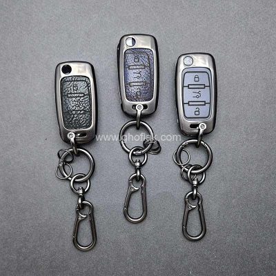 کاور ریموت سمند کلید تاشو سه دکمه دور فلزی وسط چرم