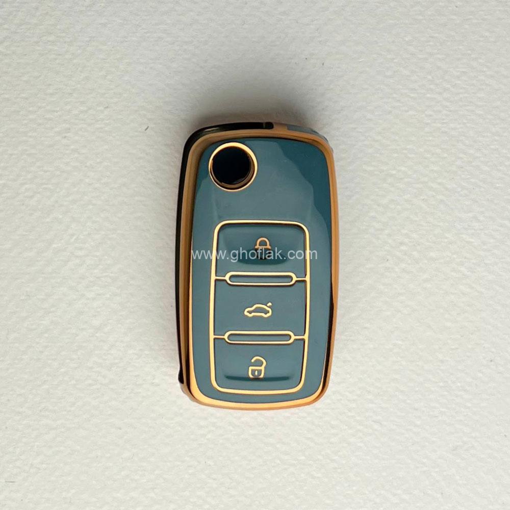 a115004 (3) کاور ریموت سمند سه دکمه کلید تاشو طرح براق - Image 1