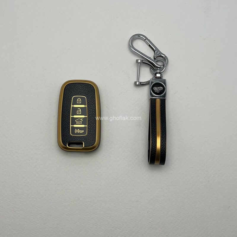 کاور ریموت هیوندایی و کیا چهار دکمه طرح چرم با بند ست - Image 2