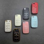 کاور ریموت سمند سه دکمه کلید تاشو طرح چرم