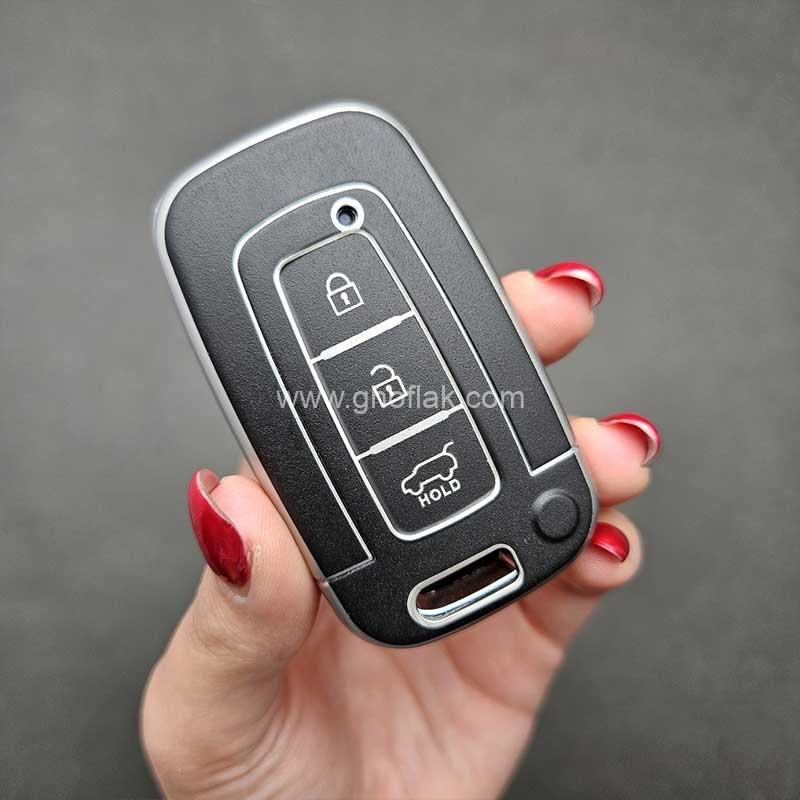 کاور ریموت هیوندایی و کیا سه دکمه طرح چرم