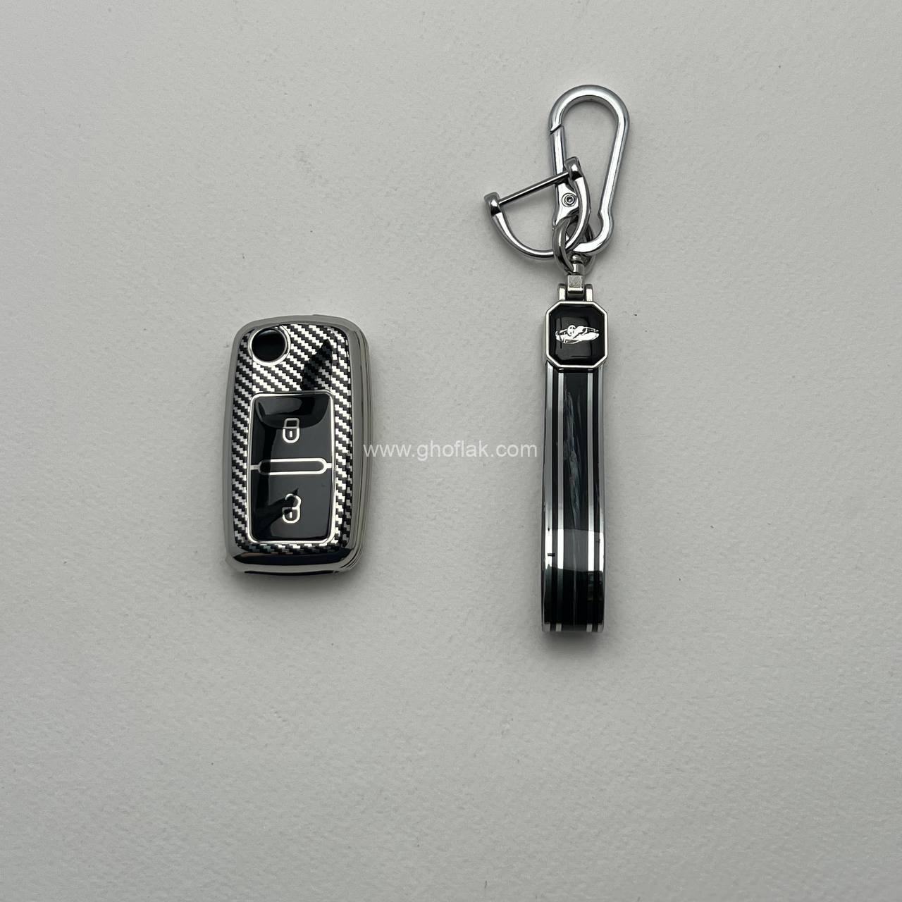 photo_14_2024-11-30_22-47-50 کاور ریموت پژو 405 و پارس دو دکمه کلید تاشو طرح براق با بند ست - Image 1