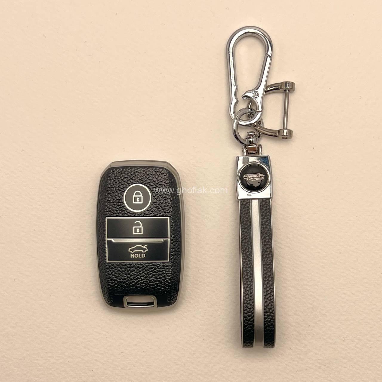 photo_1_2024-11-09_05-17-06 کاور ریموت کیا اپتیما - اسپرتیج - کادنزا - سورنتو طرح چرم با بند ست - Image 1