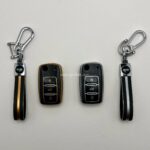 کاور ریموت سمند سه دکمه کلید تاشو طرح چرم با بند ست