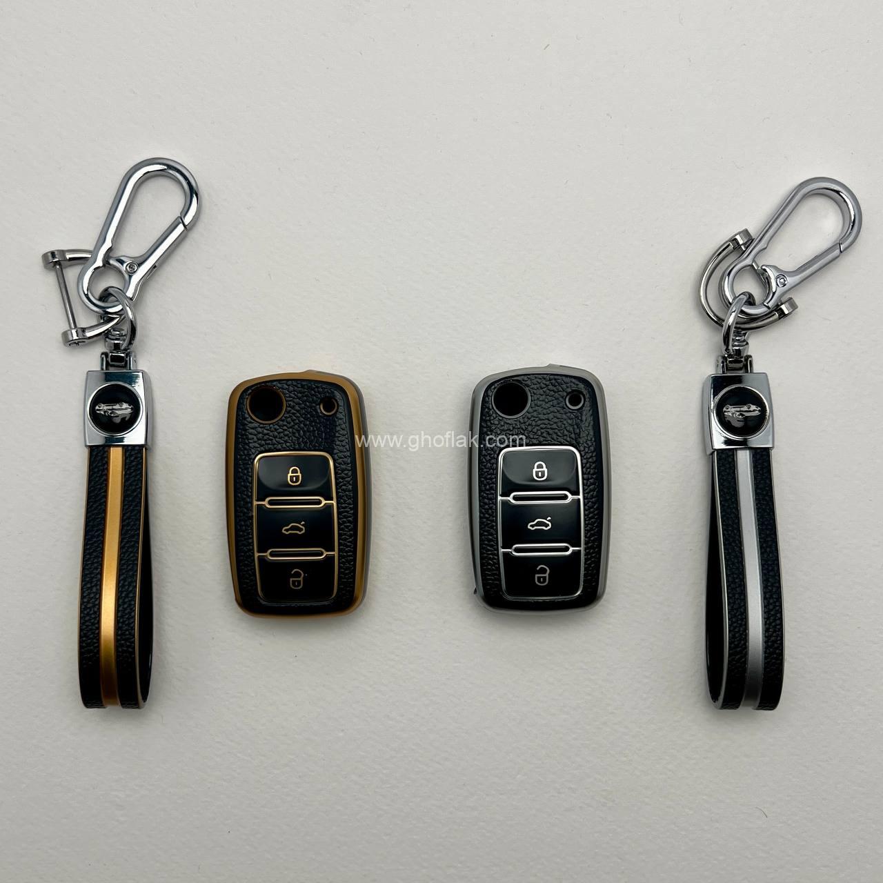 photo_2024-11-09_05-06-01 کاور ریموت سمند سه دکمه کلید تاشو طرح چرم با بند ست - Image 1