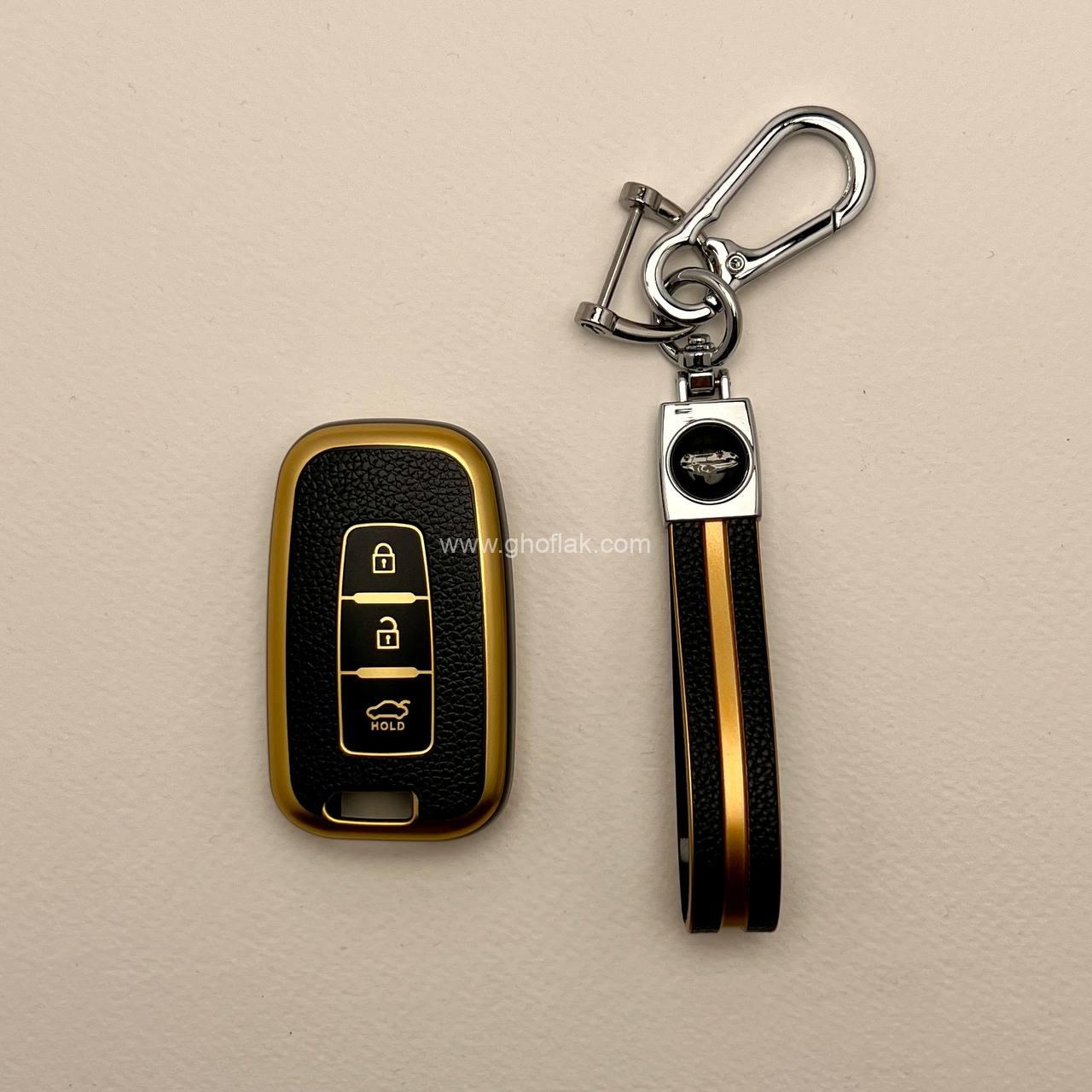 photo_2024-11-09_05-18-52 کاور ریموت هیوندایی و کیا سه دکمه طرح چرم با بند ست - Image 1