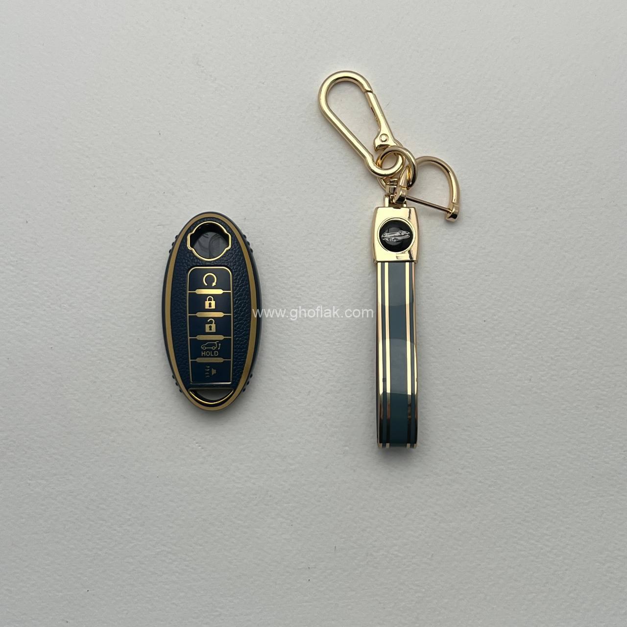 photo_2_2024-11-30_22-23-08 کاور ریموت نیسان جوک - مورانو - ماکسیما - قشقایی و ایکس تریل کیلس پنج دکمه طرح چرم با بند ست - Image 1