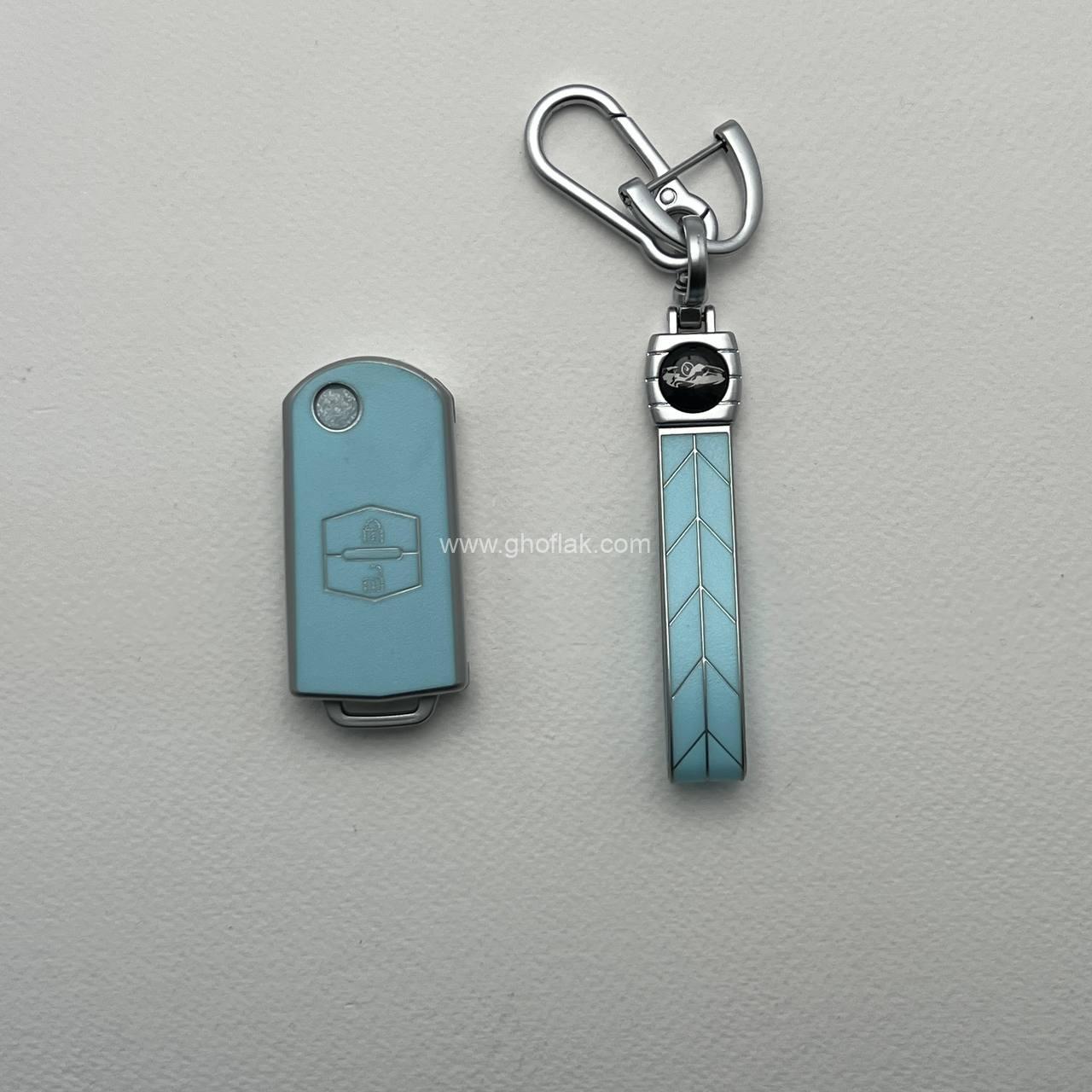 photo_1_2024-11-30_17-18-44 کاور ریموت مزدا 3 کلید تاشو طرح چرم با بند ست - Image 1