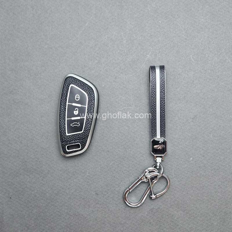 شاهین-طرح-چرم-004 کاور ریموت شاهین کیلس طرح چرم با بند ست - Image 1