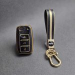 کاور ریموت سمند سه دکمه کلید تاشو طرح چرم با بند ست - Image 15