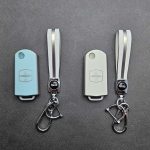 کاور ریموت مزدا 3 کلید تاشو طرح چرم با بند ست