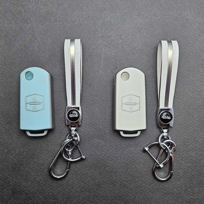 کاور ریموت مزدا 3 کلید تاشو طرح چرم با بند ست