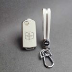 کاور ریموت مزدا 3 کلید تاشو طرح چرم با بند ست - Image 6