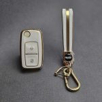 کاور ریموت پژو 405 و پارس دو دکمه کلید تاشو طرح چرم با بند ست - Image 4