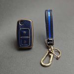 کاور ریموت پژو 405 و پارس دو دکمه کلید تاشو طرح چرم با بند ست - Image 5