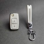 کاور ریموت پژو 405 و پارس دو دکمه کلید تاشو طرح چرم با بند ست - Image 8