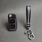 کاور ریموت پژو 405 و پارس دو دکمه کلید تاشو طرح چرم با بند ست - Image 11