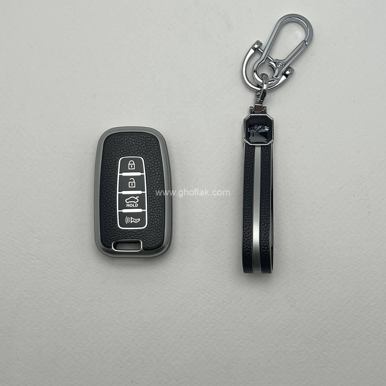 photo_8_2025-01-04_20-35-48 کاور ریموت هیوندایی و کیا چهار دکمه طرح چرم با بند ست - Image 1