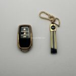 کاور ریموت تویوتا کرولا - هایلوکس - سی اچ ار و لوین هیبریدی سه دکمه طرح براق با بند ست