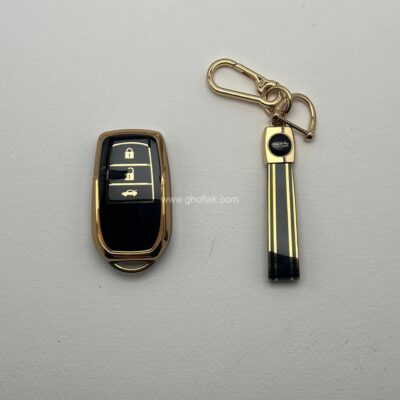 کاور ریموت تویوتا کرولا - هایلوکس - سی اچ ار و لوین هیبریدی سه دکمه طرح براق با بند ست