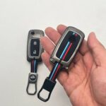 کاور ریموت پژو 405 و پارس کلید تاشو دو دکمه دور فلزی طرح کلاسیک - Image 2