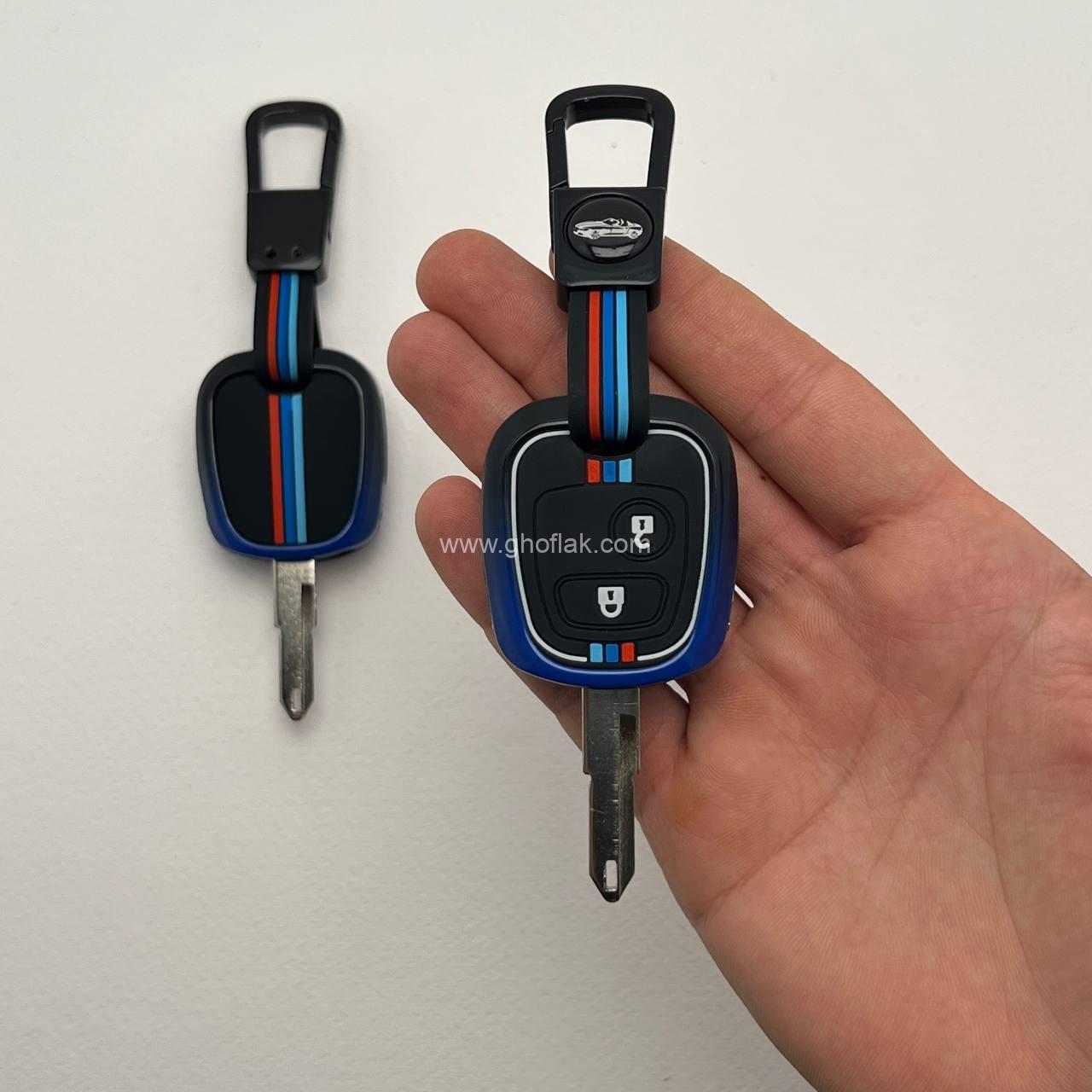 photo_6_2025-02-17_20-05-02 کاور ریموت پژو 206 و 207 و پارس مدل بالا دور فلزی آبی - Image 1