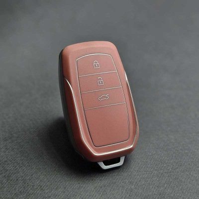 کاور ریموت تویوتا کرولا هایلوکس C-HR و لوین هیبریدی سه دکمه طرح چرم