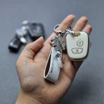 کاور ریموت پژو 206 - 207 - پارس مدل بالا و رانا طرح چرم با بند چرم نگین دار - Image 4