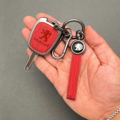 کاور ریموت پژو 206 و 207 و پارس مدل بالا دور فلزی طرح چرم و چوب