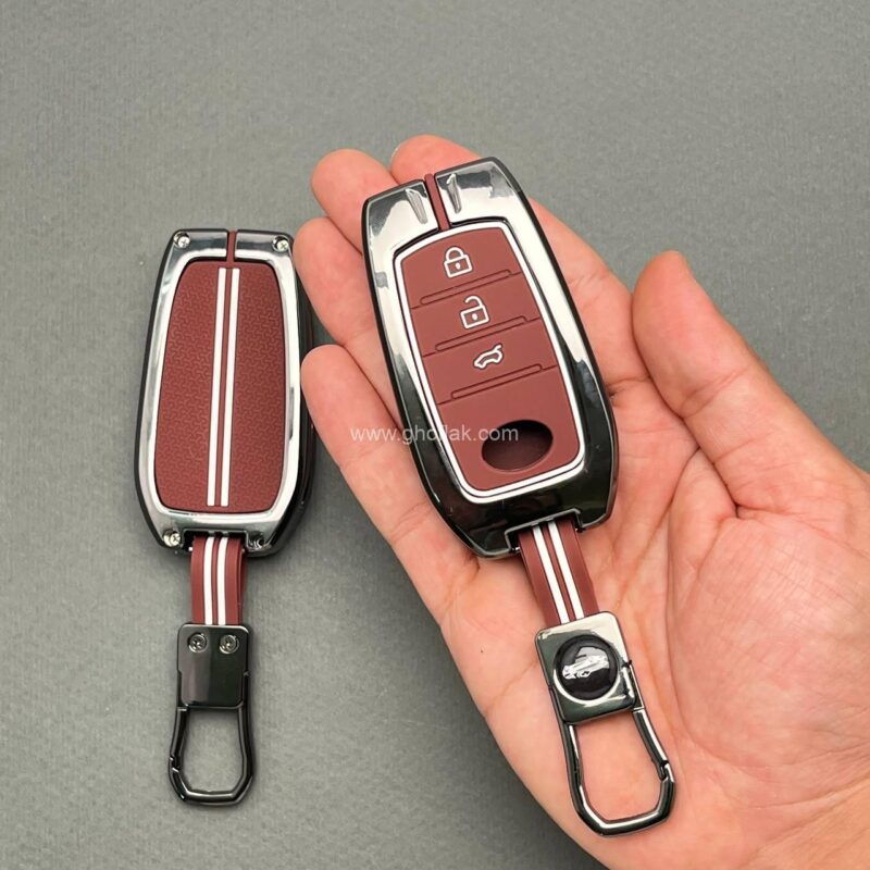 کاور ریموت دور فلزی سوشال تویوتا کرولا لوین سی اچ ار هایلوکس هیبریدی سه دکمه - Image 1