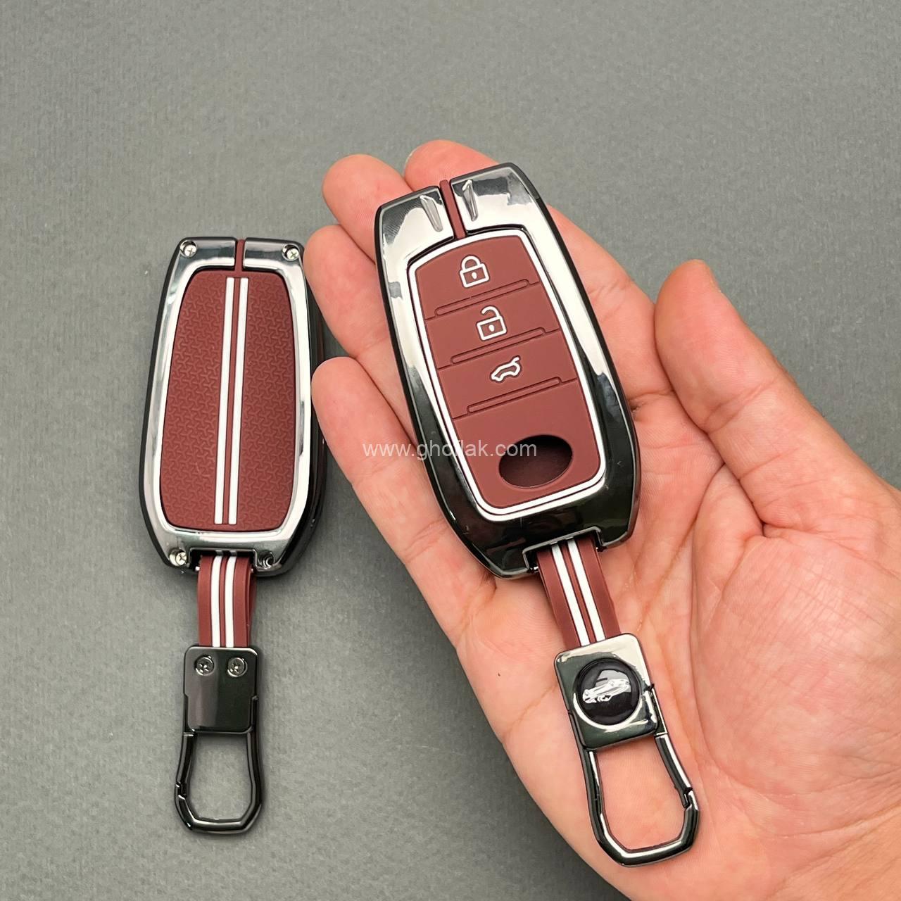 photo_9_2025-06-12_20-02-24 کاور ریموت تویوتا کرولا لوین سی اچ ار هایلوکس هیبریدی سه دکمه دور فلزی سوشال - Image 1