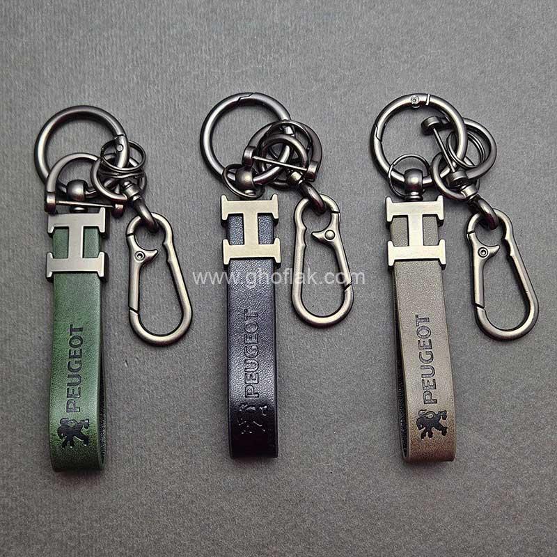 آویز-بند-سرکلیدی-پژو-چرم-هرمس- آویز بند پژو چرم هرمس - Image 1