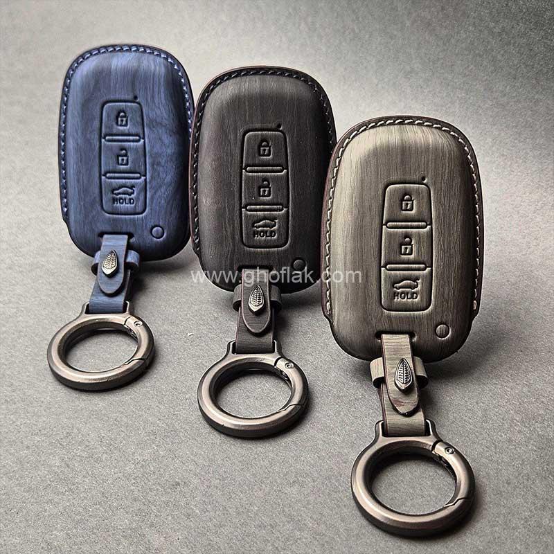 هیوندایی-و-کیا-اسمارت-3-چرمی-وودی-01 کاور ریموت هیوندایی و کیا مونتاژ سه دکمه چرمی وودی - Image 1