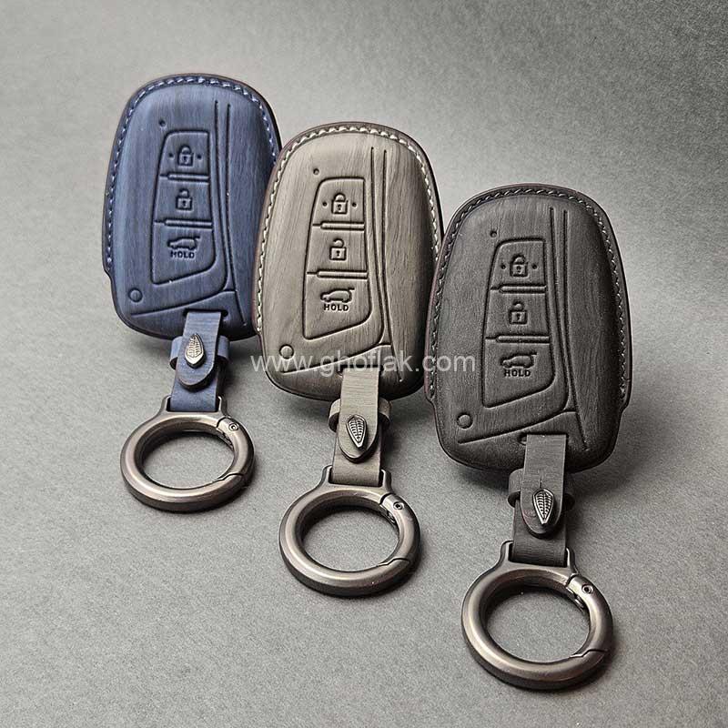 گرنجور-3-دکمه-چرمی-وودی-01 کاور ریموت هیوندایی گرنجور سه دکمه طرح چرمی وودی - Image 1