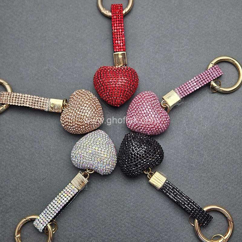 فول-نگین-قلب-06 سرکلیدی فول نگین طرح قلب - Image 1