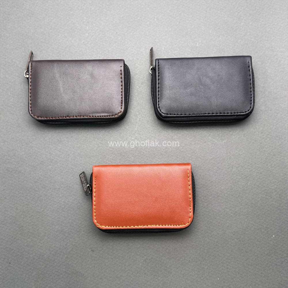 چس4 جاکارتی چرم ساده زیپ دار - Image 1