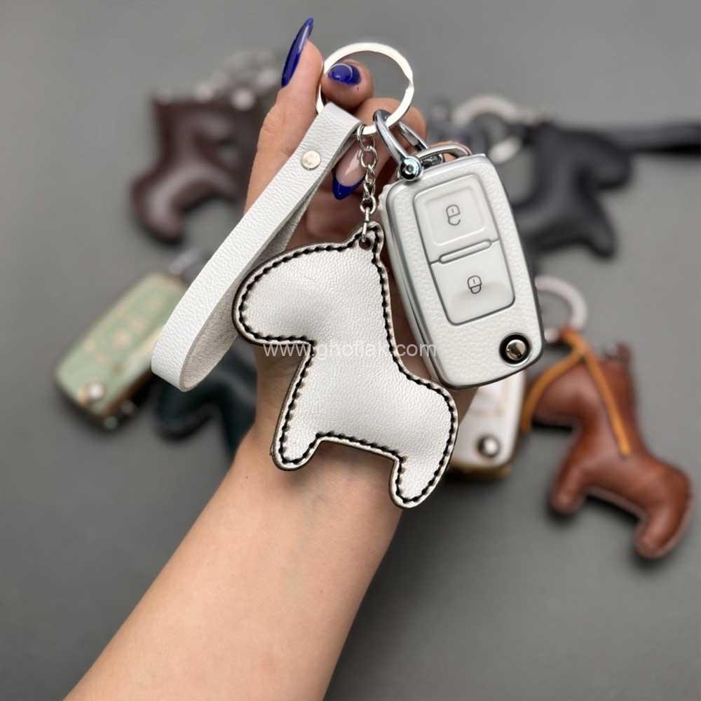 چچ3 کاور ریموت پژو 405 و پارس دو دکمه ست فانتزی با چرم طبیعی - Image 1