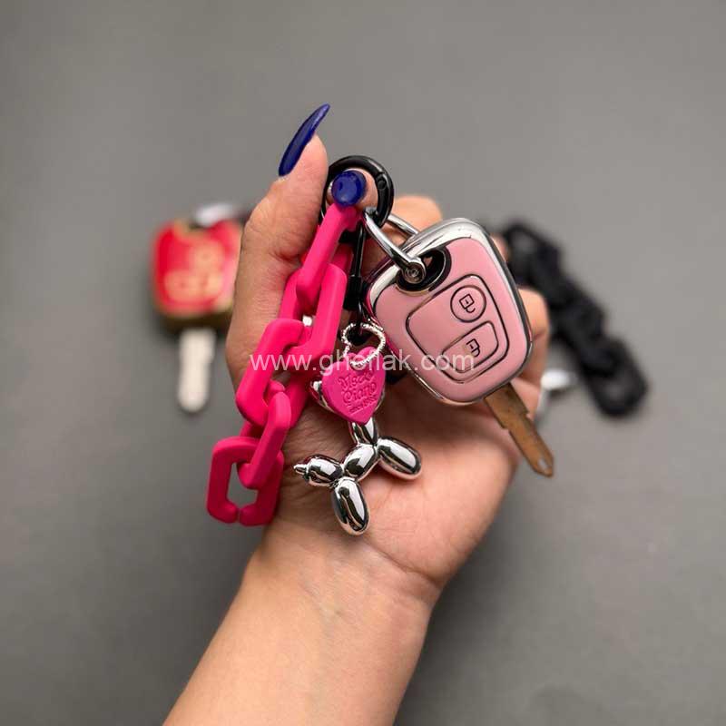 206-براق-با-بند-سگ-بادکنکی-002 کاور ریموت پژو 206 - رانا - 207 و پارس مدل بالا با بند ست سگ بادکنکی - Image 1