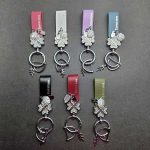 آویز چرم نگین دار یراق نقره ای