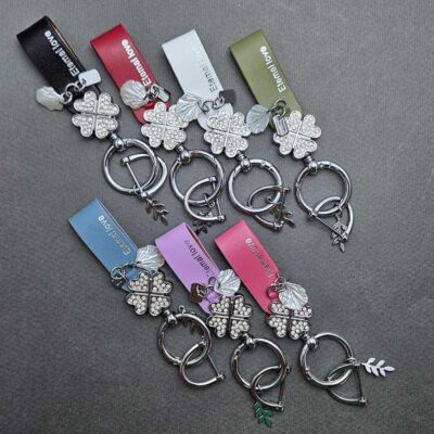 آویز چرم نگین دار یراق نقره ای