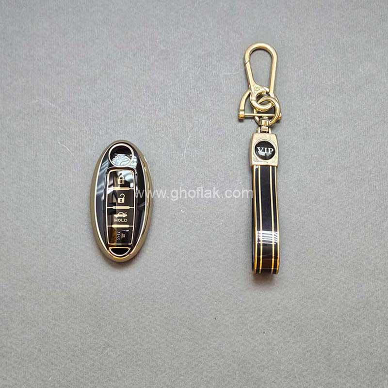 نیسان-جوک-براق-با-بند-ست-002 کاور ریموت نیسان جوک - مورانو - ایکس تریل و قشقایی چهار دکمه طرح براق با بند ست - Image 1