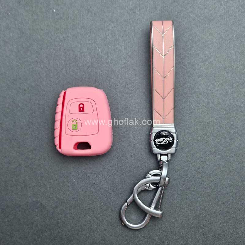 206-بند-چرم-04 کاور ریموت پژو 206 – 207 – پارس مدل بالا – رانا سیلیکونی با بند طرح چرم - Image 1