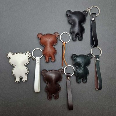 آویز سرکلیدی چرم طبیعی خرس