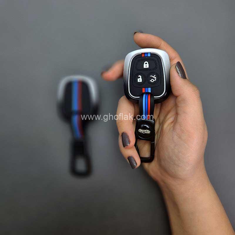 دنا-فلزی-دو-رنگ-سفید-مشکی05 کاور ریموت دنا و سمند سورن فلزی دو رنگ سفید مشکی - Image 1