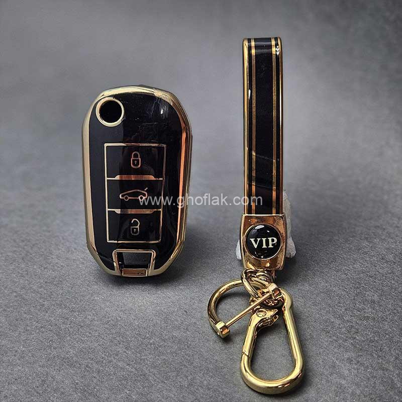 پژو-2008-طرح-براق-10 کاور ریموت پژو 2008 تاشو طرح براق با بند ست - Image 1