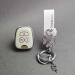 کاور ریموت سایپا ( پراید - تیبا - کوییک ) طرح چرم با بند نگین دار - Image 6