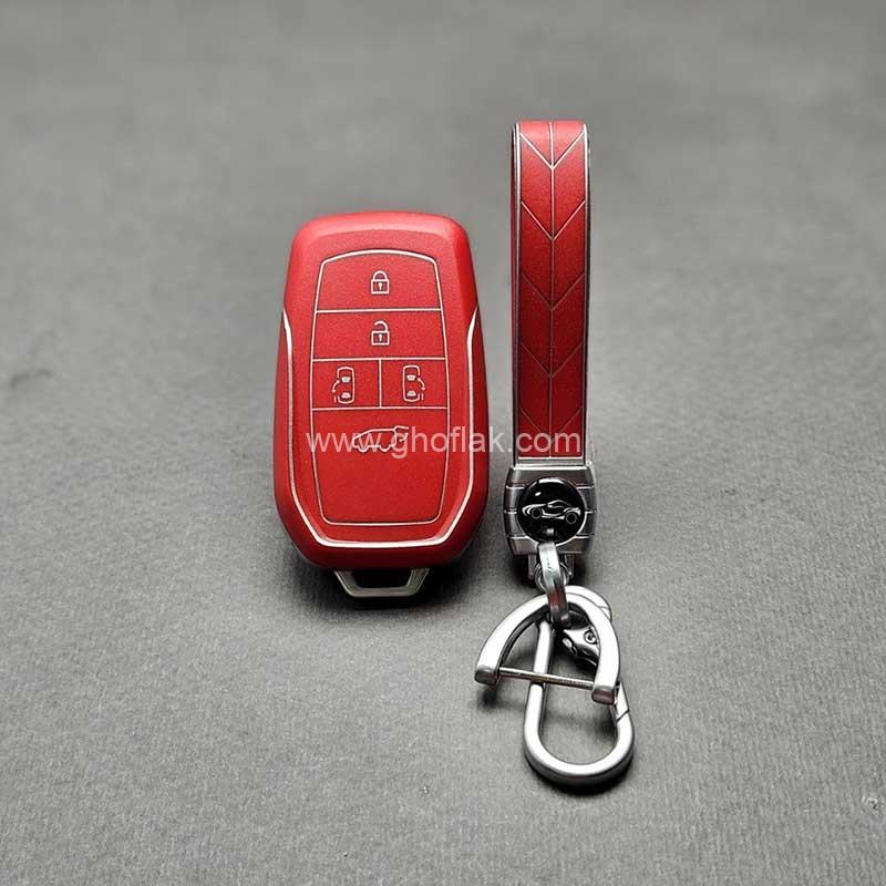 کاور ریموت تویوتا کرولا – لوین – هایلوکس – C-HR و RAV4 هیبریدی ۴ دکمه طرح چرم با بند