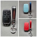 کاور ریموت تویوتا کرولا – لوین – هایلوکس – C-HR و RAV4 هیبریدی ۴ دکمه طرح چرم با بند
